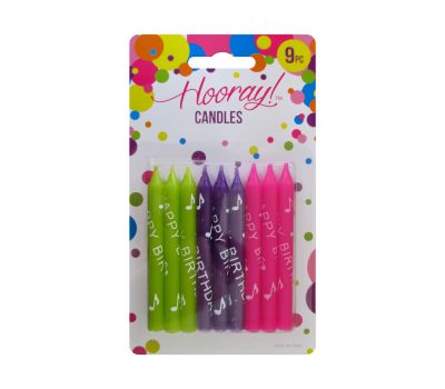 9 Candles - Green - Purple - Pink